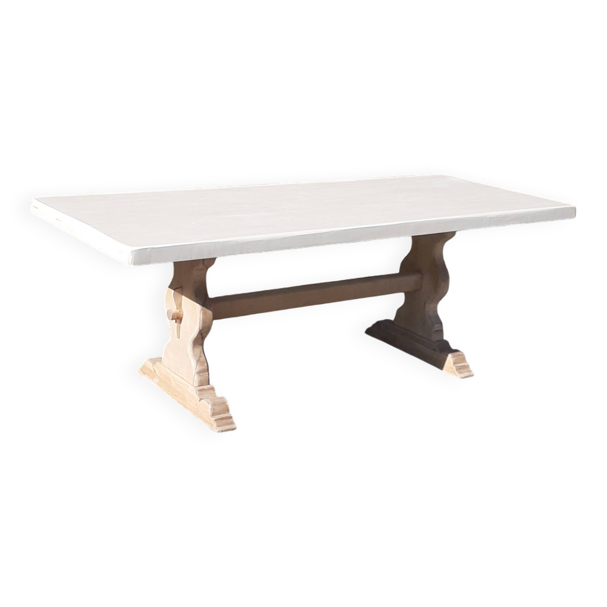 Table monastère chêne bois brut blanc