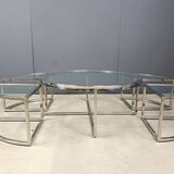 Vintage chromed coffee table set, 1970s