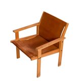 Rare Hans Agne Jakobsson armchair in leather and wood. Circa 1970