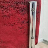 Set of 2 Dining Chair: Red Fabric, Tubular Frame, Retro 1970s