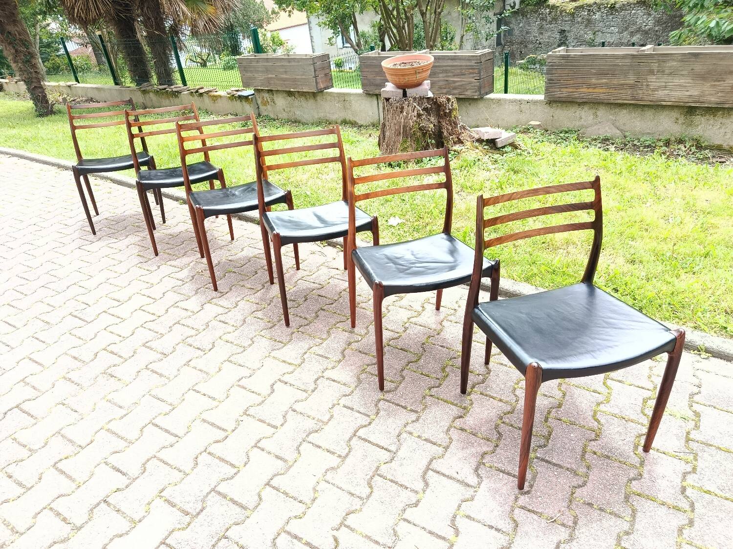 6 chaises Niels Otto Moller no78 en palissandre et cuir