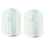 Pair of Mid-Century Glass & Chrome Wall Lamps from Kaiser, Germany, 1960s