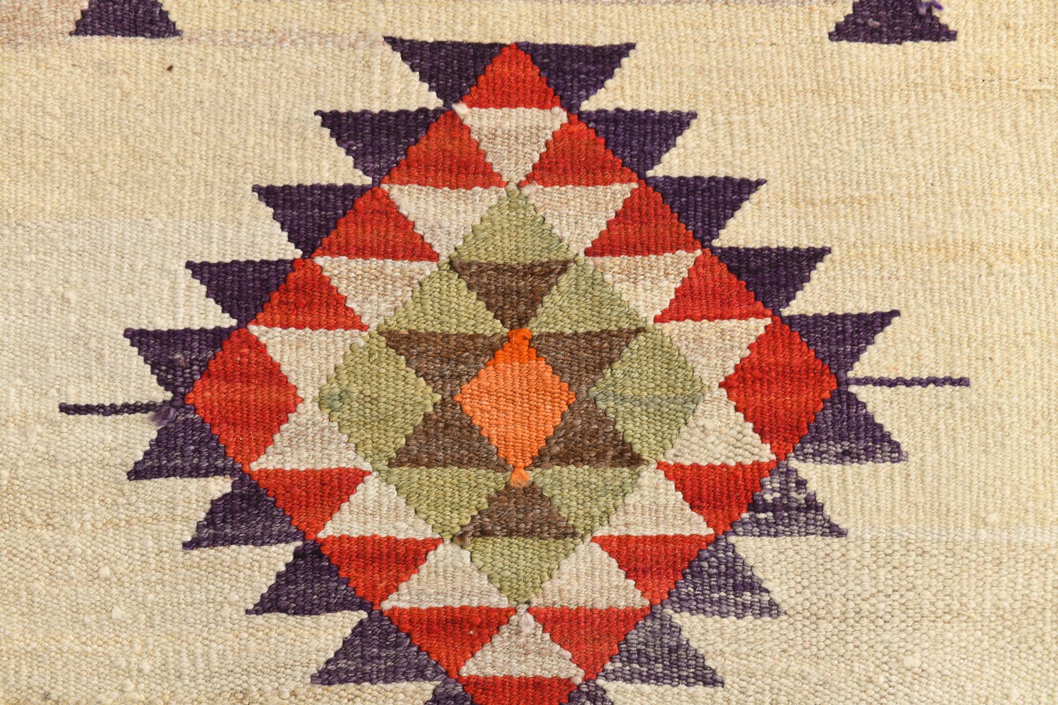 3x10 Vintage Tribal Geometric Kilim Runner Rug, 91x314Cm