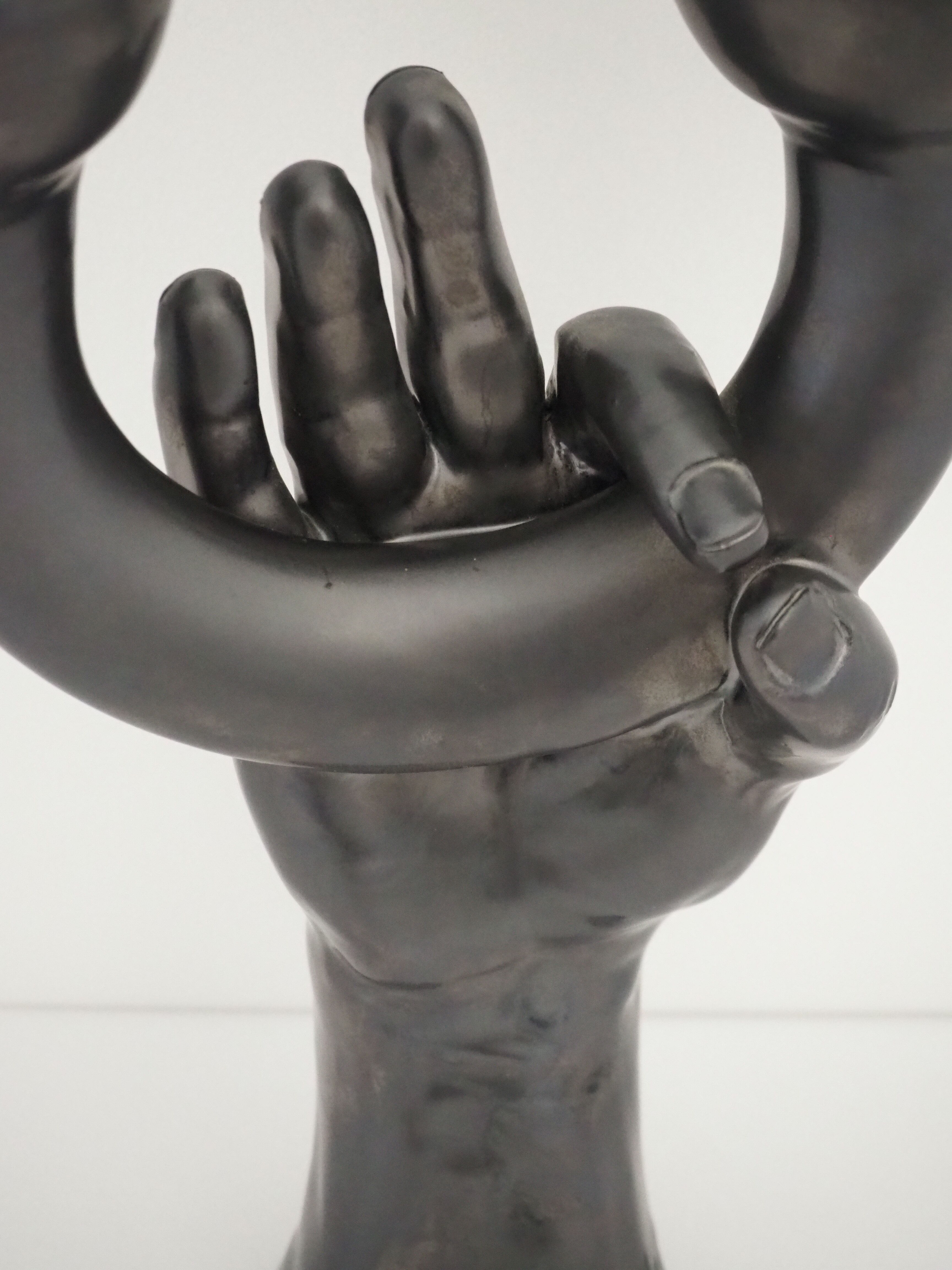 Hand-sculptured candlestick signed Jean Marais - Vallauris - Cocteau