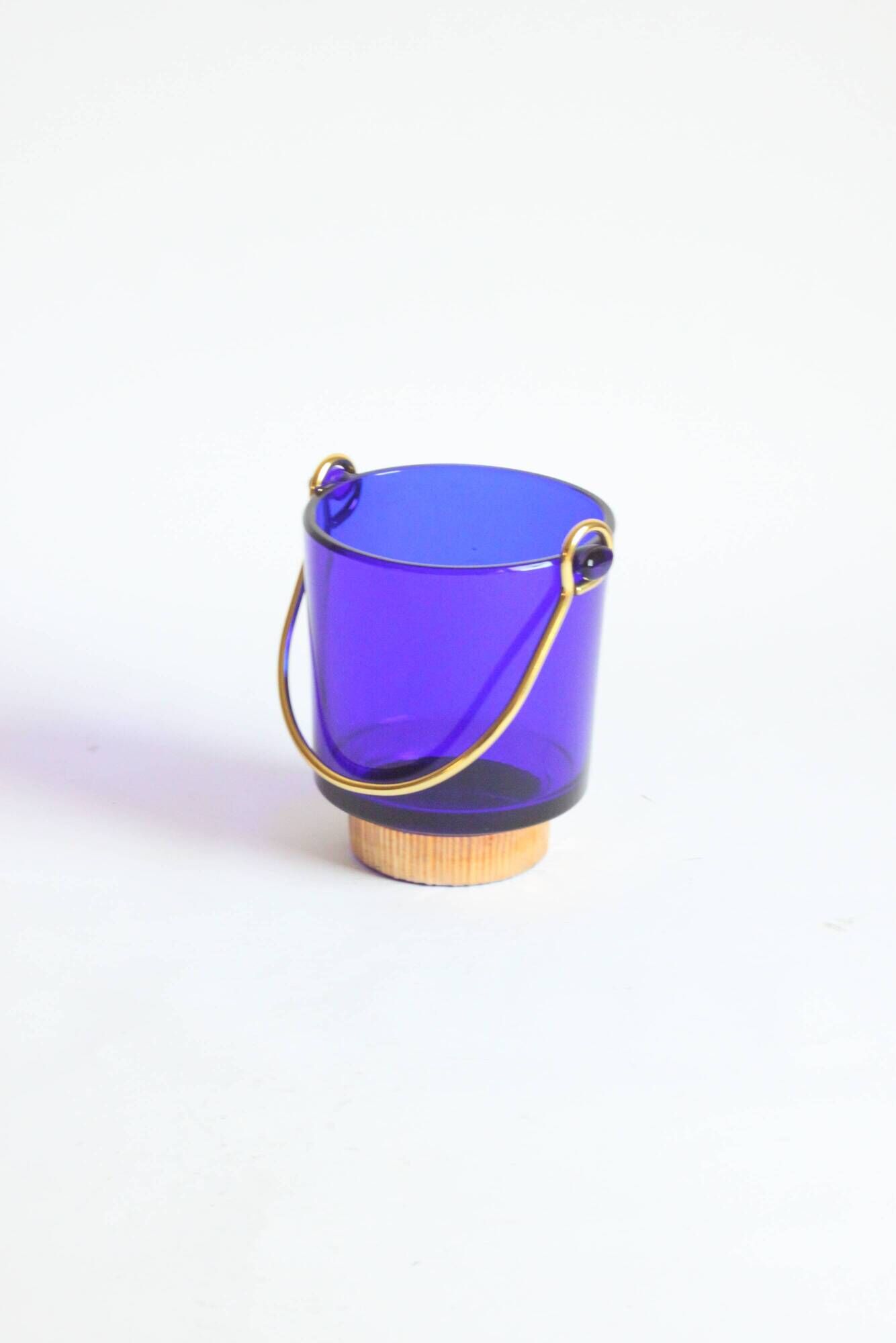Cobalt blue glass ice bucket, 1960s