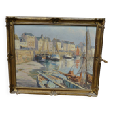 Tableau de Louis Gauffriaud - Bateau de pêche au port de Concarneau (Bretagne) 1932