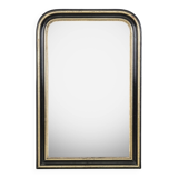 19th C Foxed Black and Gold Napoleon III Mirror