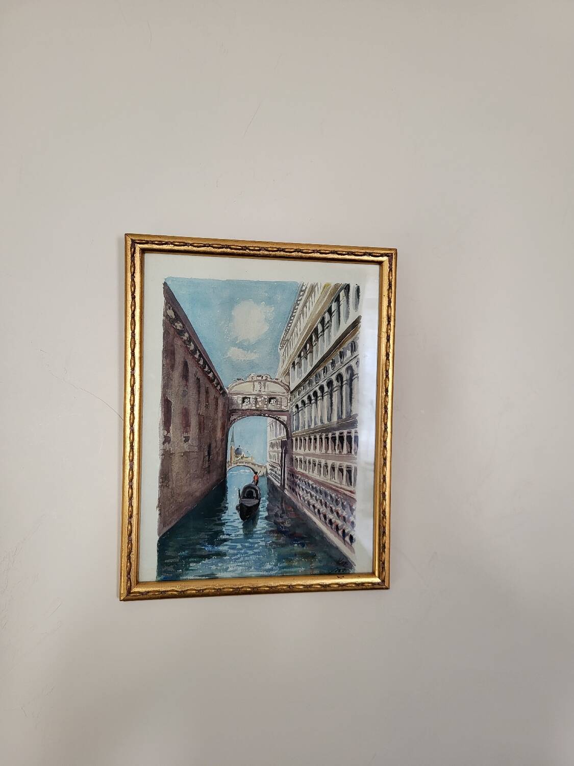 Watercolor of Venice, early 20th century/ Gondola/ Italy