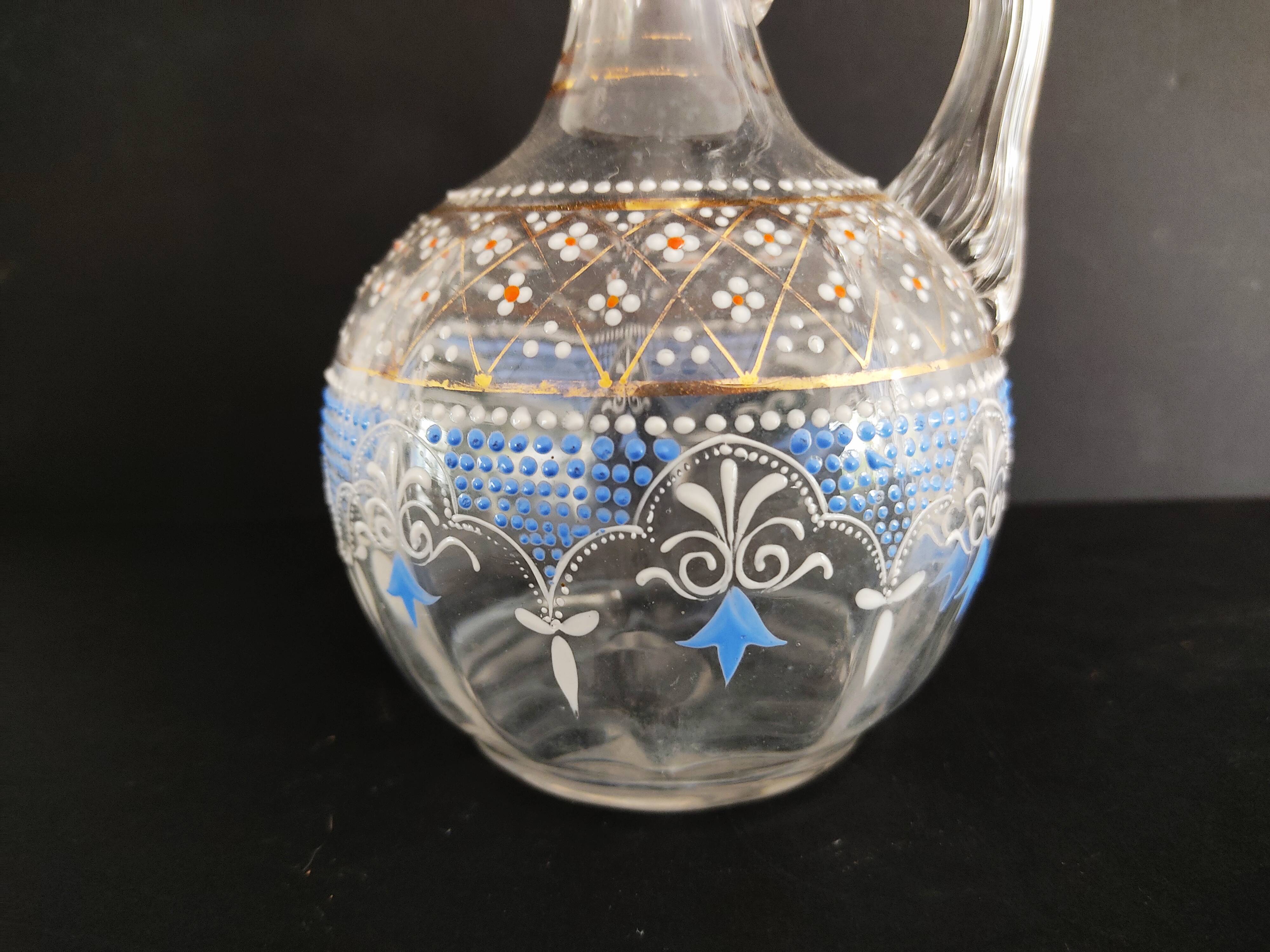 19th carafe liqueur service and 7 glasses