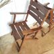 Pair of folding wooden armchairs