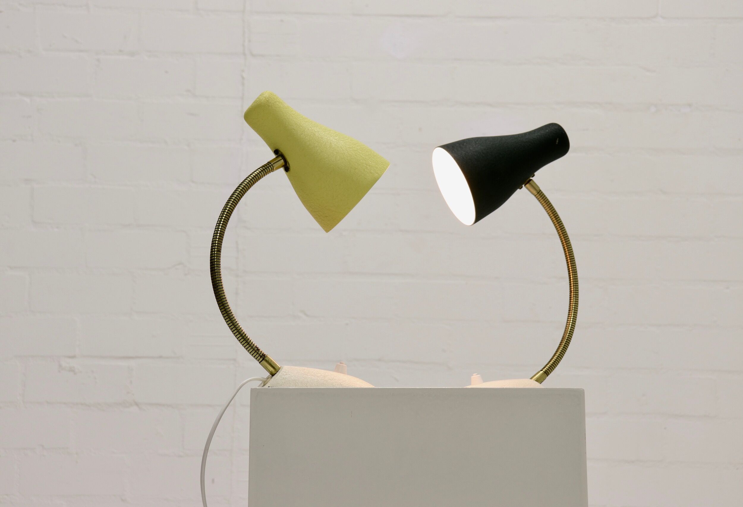 Set of 2 mid century desk lamps with metal shade, 1950