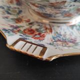Vintage French serving sauce boat from La Tallec, Limoges, with colourful floral decoration