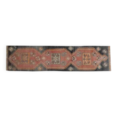Tapis couloir vintage turc Oushak fait à la main en laine orange 76x374