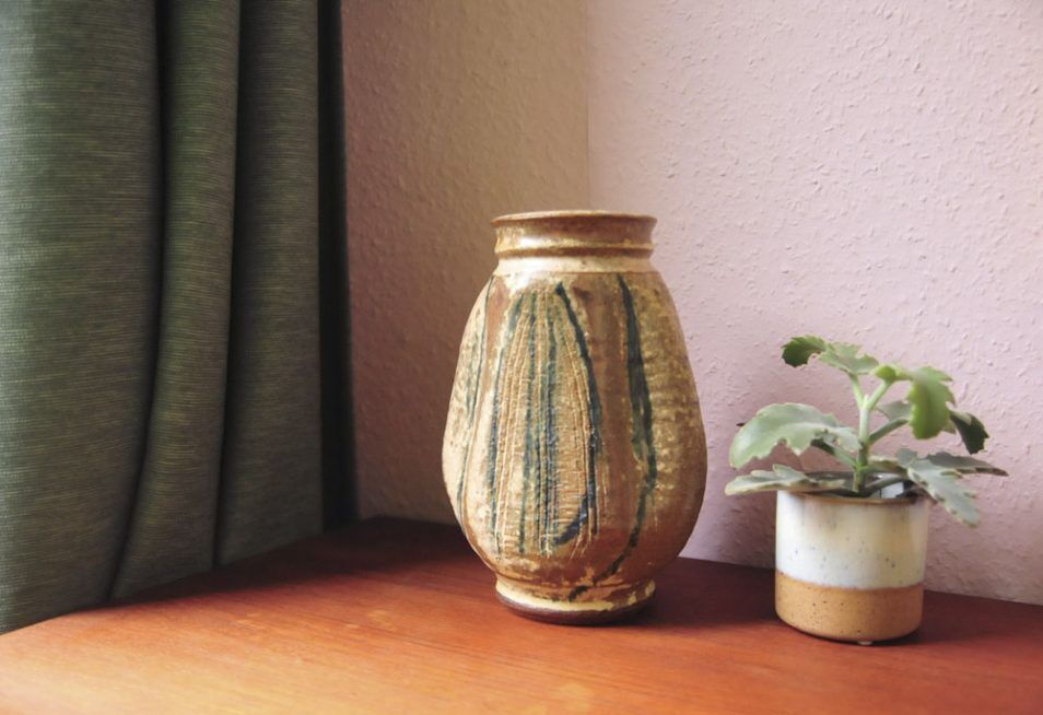 Vintage ceramic vase in earth tones, from Denmark