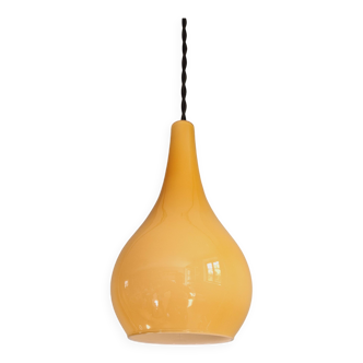 Scandinavian pendant light in honey-colored opaline glass, 1960s