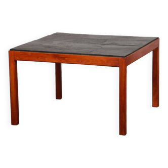 Vintage coffee table in wood and slate, 1970s