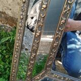 Miroir en cuivre repoussé ancien époque Napoléon III