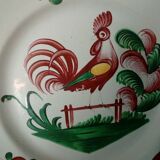 Plate in faience of luneville decor au coq a la barriere 19 eme