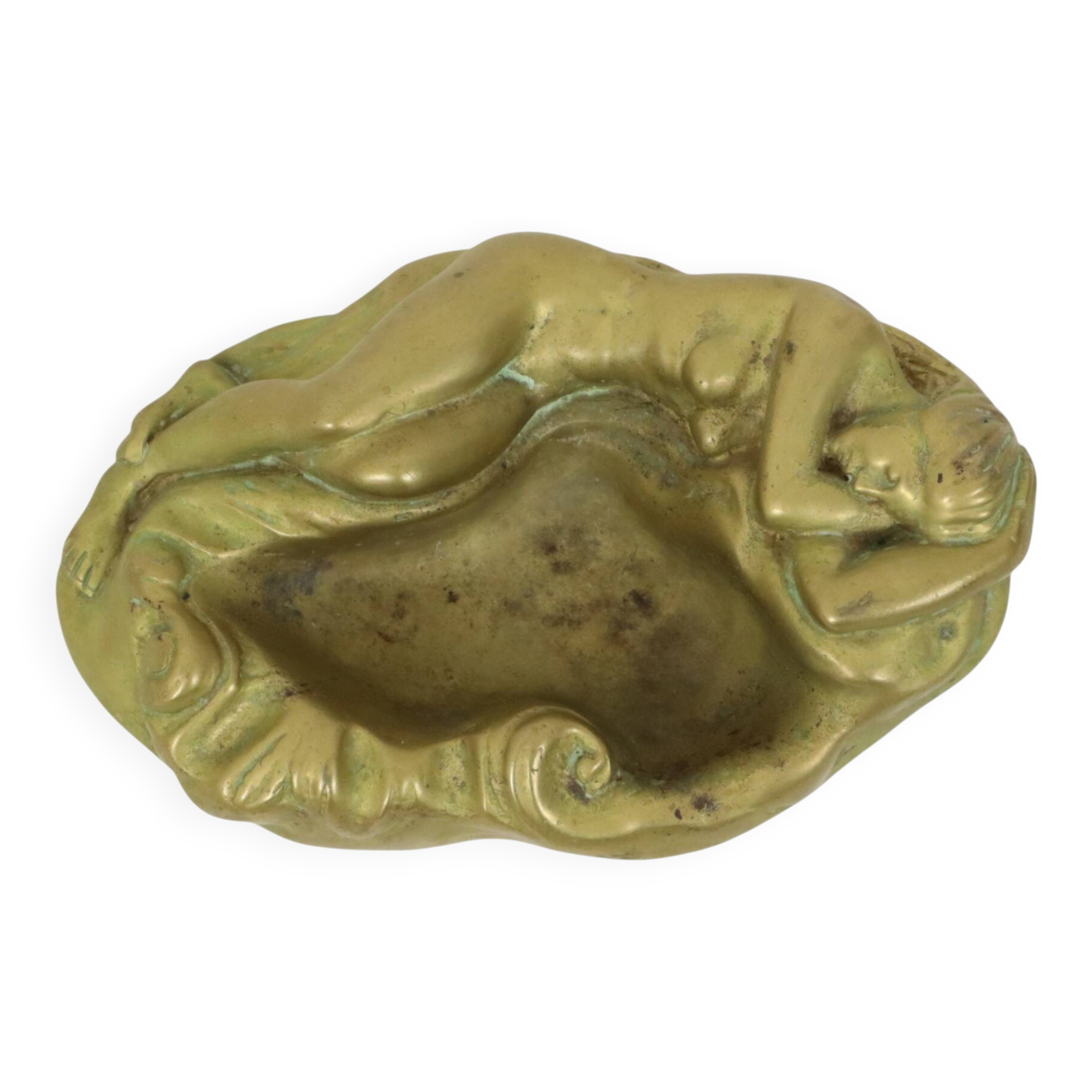 Vintage Brass Ashtray Vide Poche Female Nude