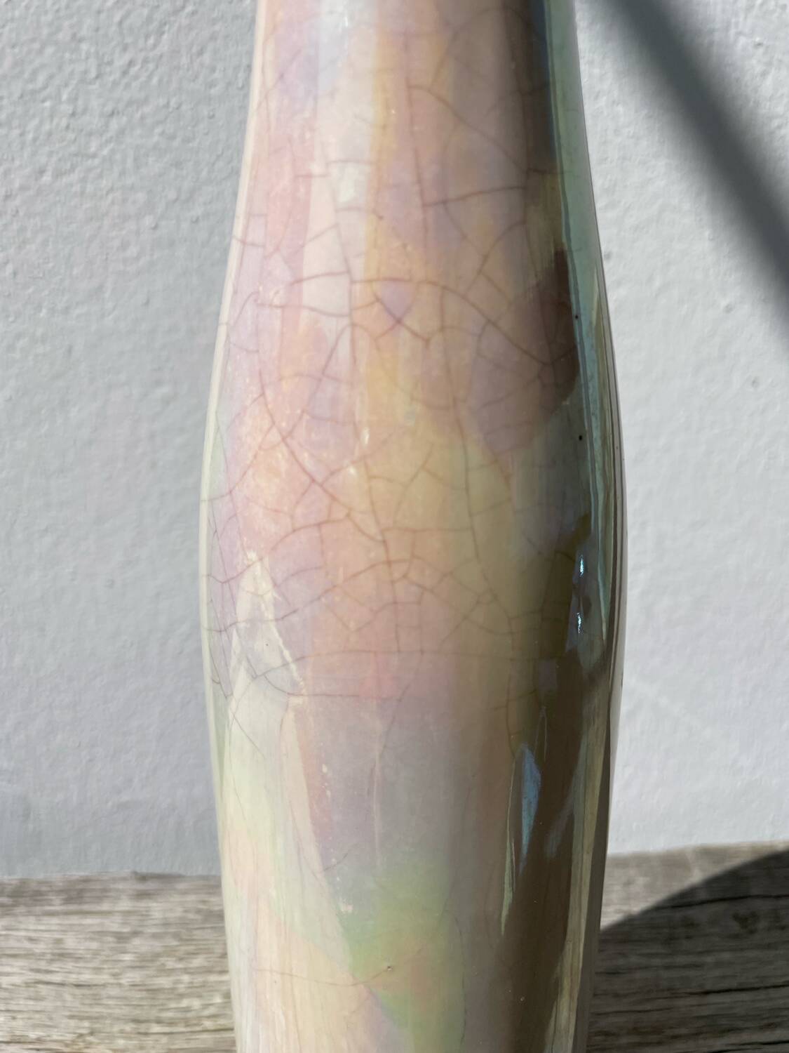 Iridescent white ceramic vase