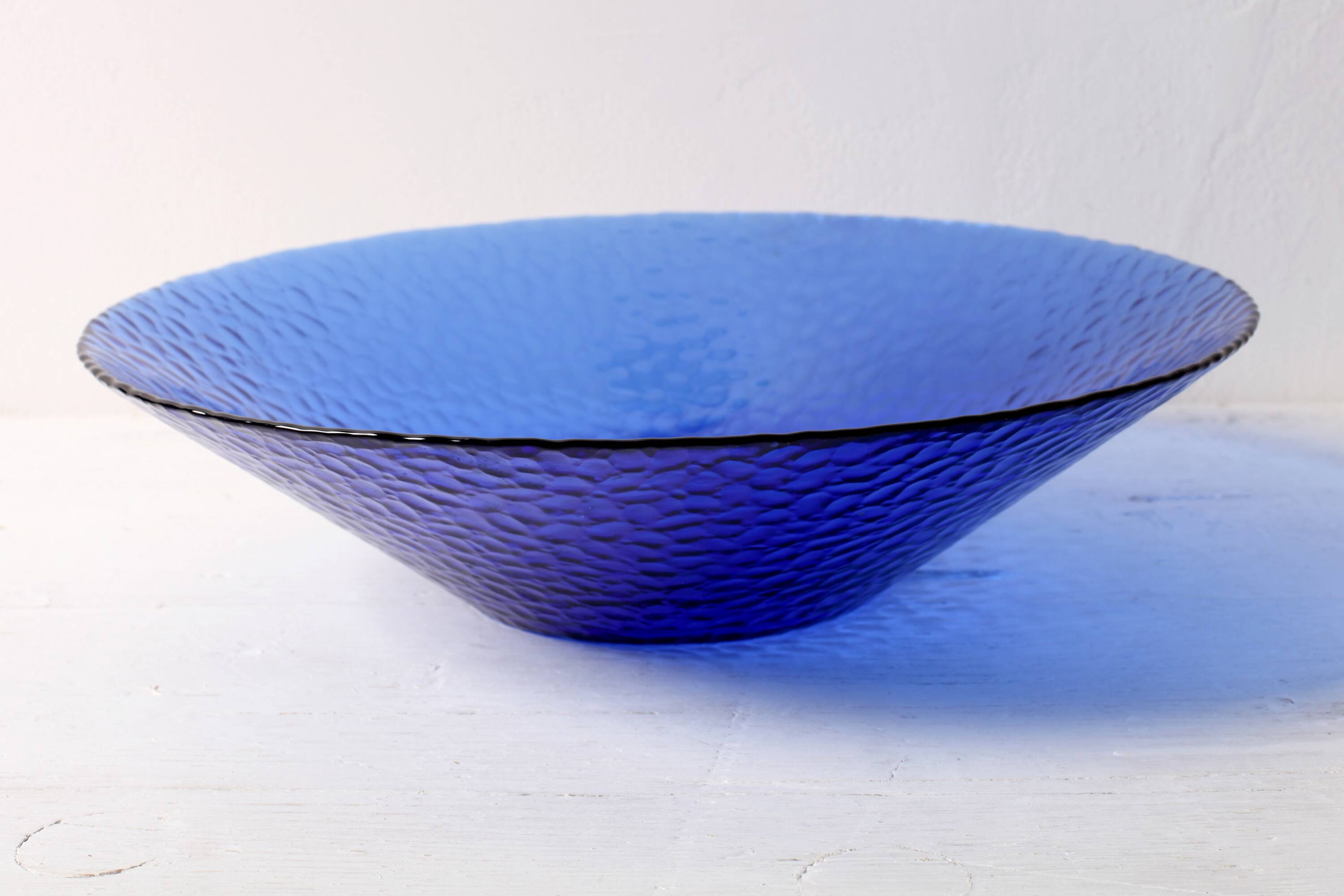 Mid-Century Cobalt Blue Glass Bowl: Large Arcoroc France Centerpiece