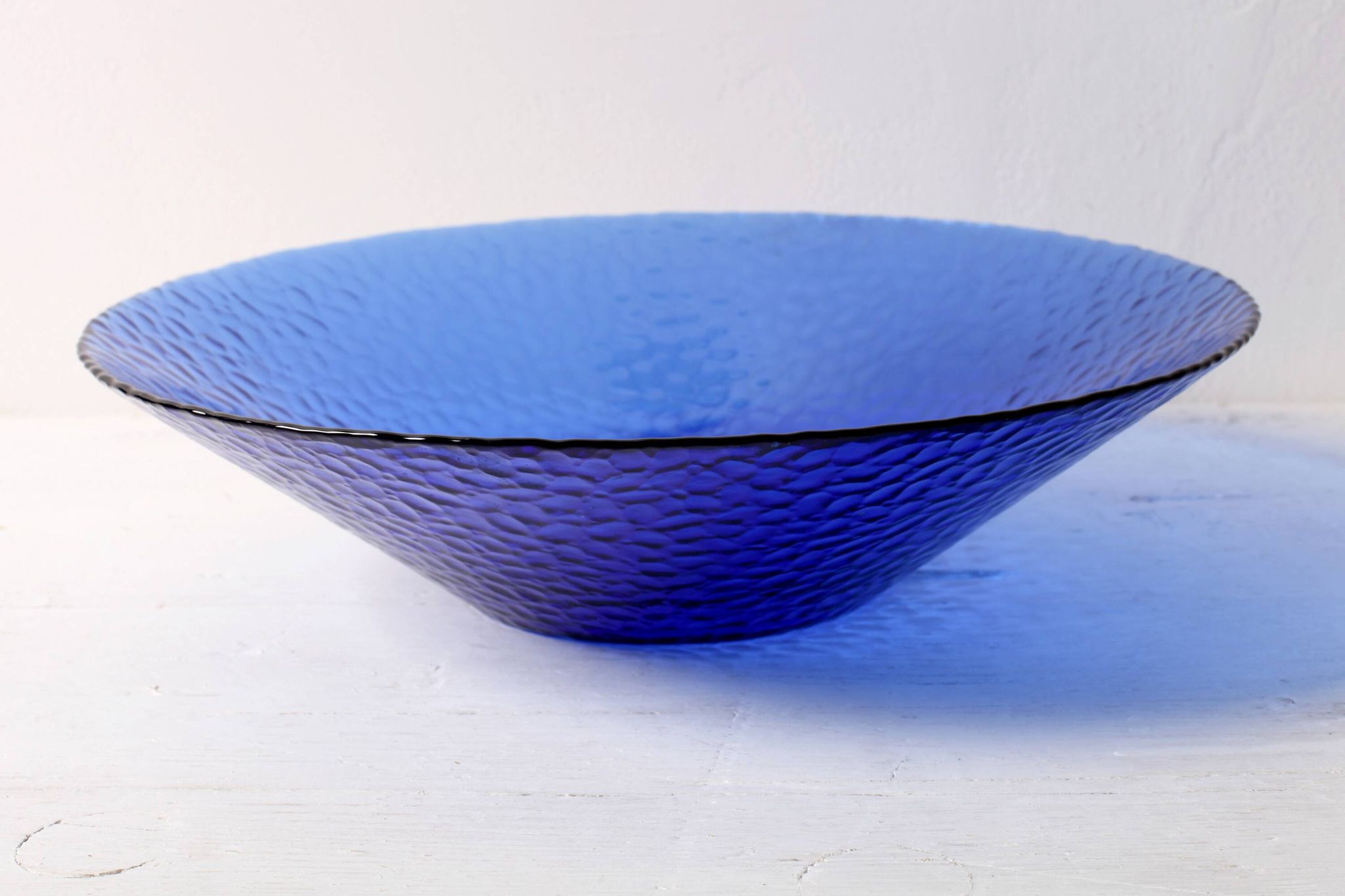 Mid-Century Cobalt Blue Glass Bowl: Large Arcoroc France Centerpiece