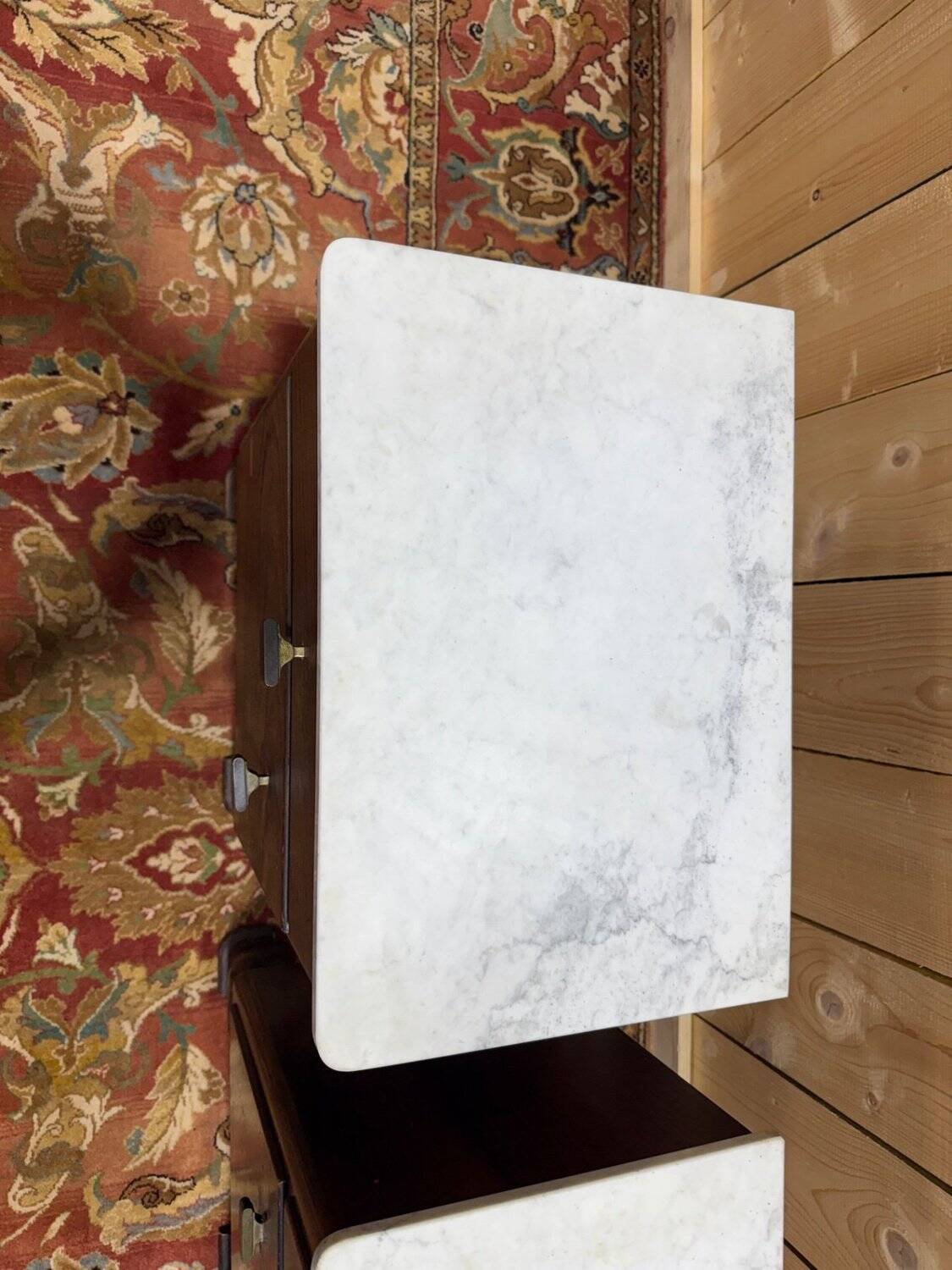 Art Deco bedside tables – Rosewood, Carrara marble & Brass – Year