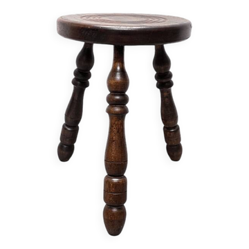 Tabouret tripode vintage français, années 1950/60.
