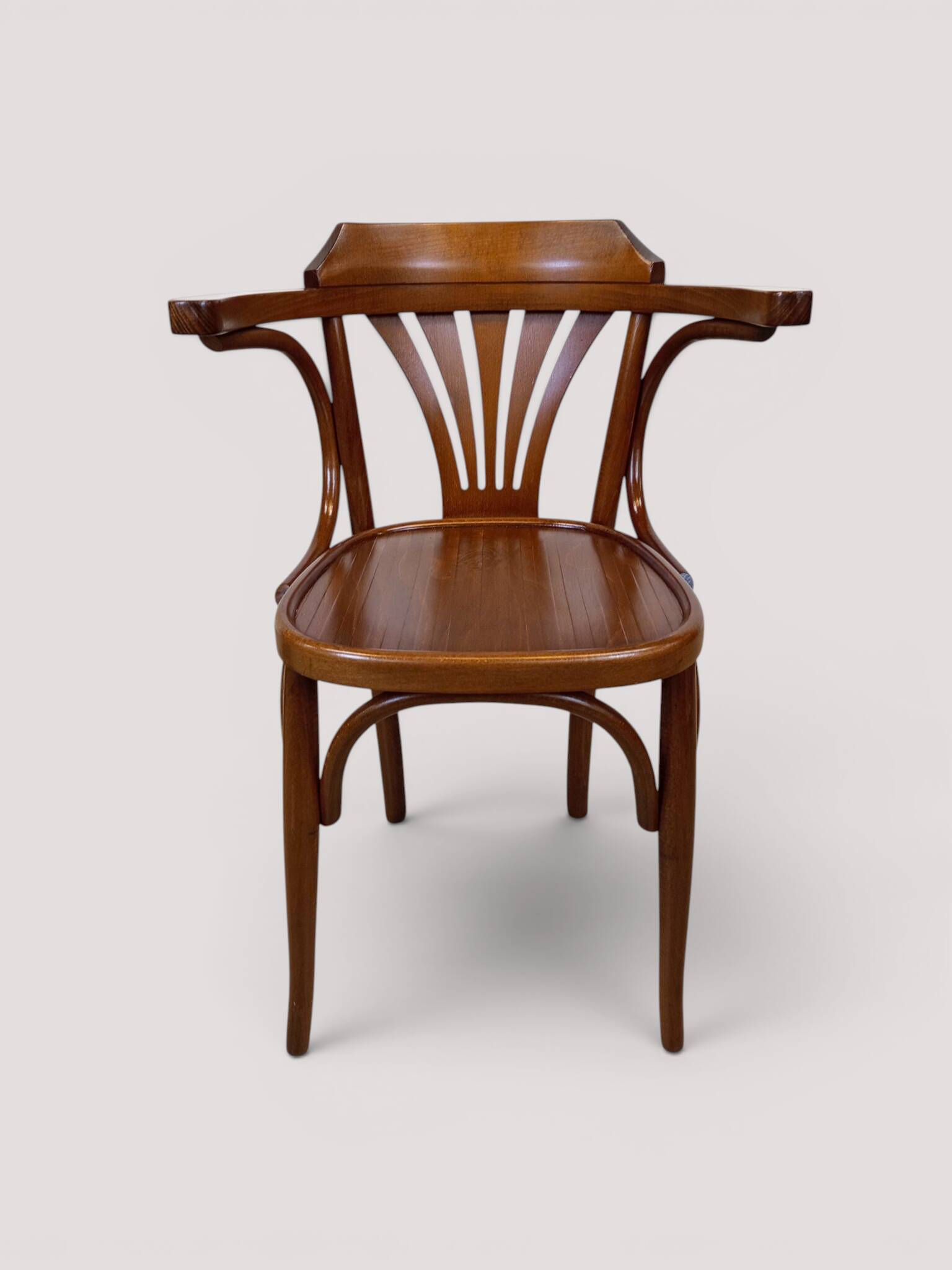 Fauteuil de bureau bistrot en hêtre courbé, style Thonet, circa 1960