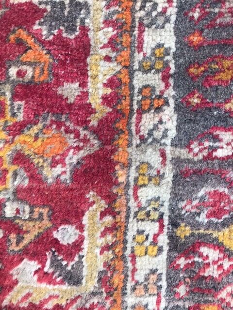 Small antique Turkish carpet Anatolia handmade 45x92 cm