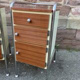 Pair of bedside tables Formica mid-Century vintage 1970 french bedside
