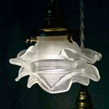 Vintage triple tulip pendant light in frosted glass in the shape of flowers
