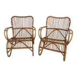 Pair of vintage rattan armchairs