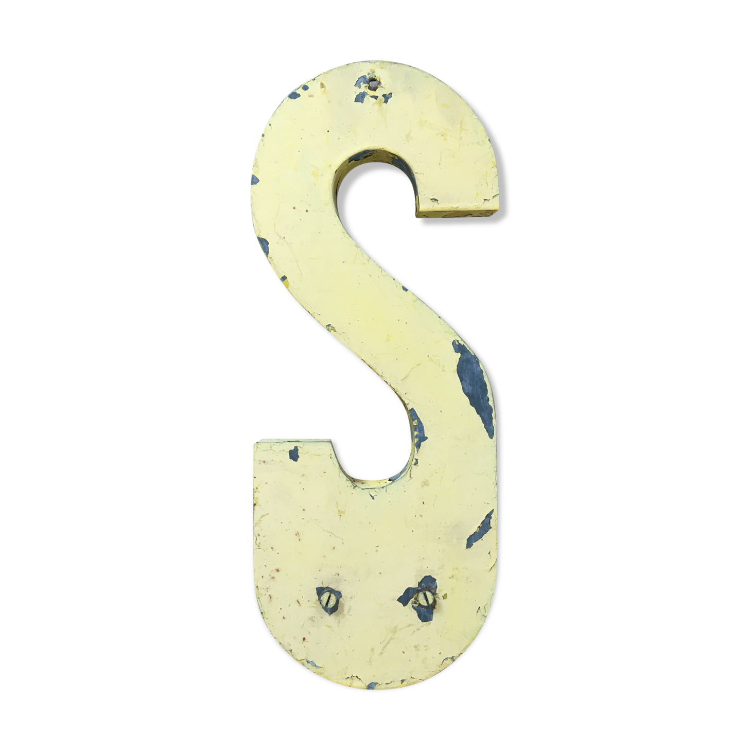 Vintage yellow sign letter S