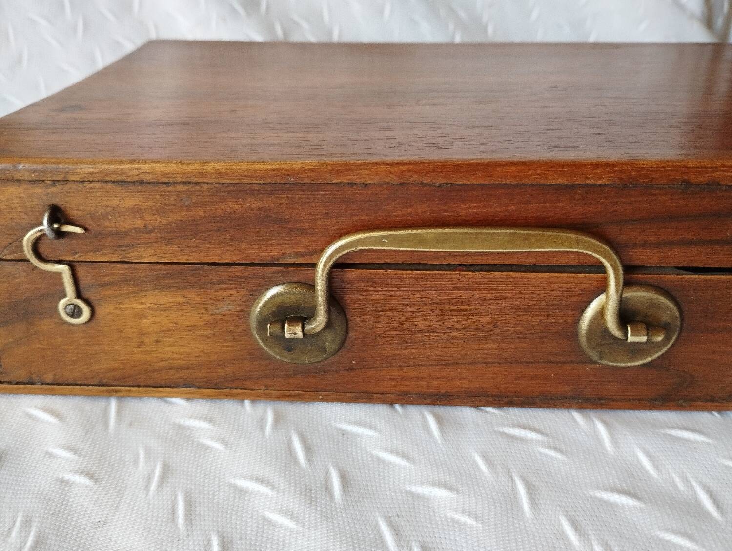 Old paint box wooden box with brass handle