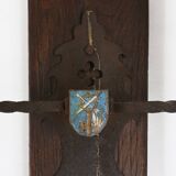 French 20th Century Large Wrought‑Iron Medieval Revival Wall Lamp with Swor