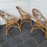 3 rattan armchairs from the 70s