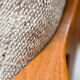 Fauteuil lounge scandinave en teck massif & ottoman 60/70