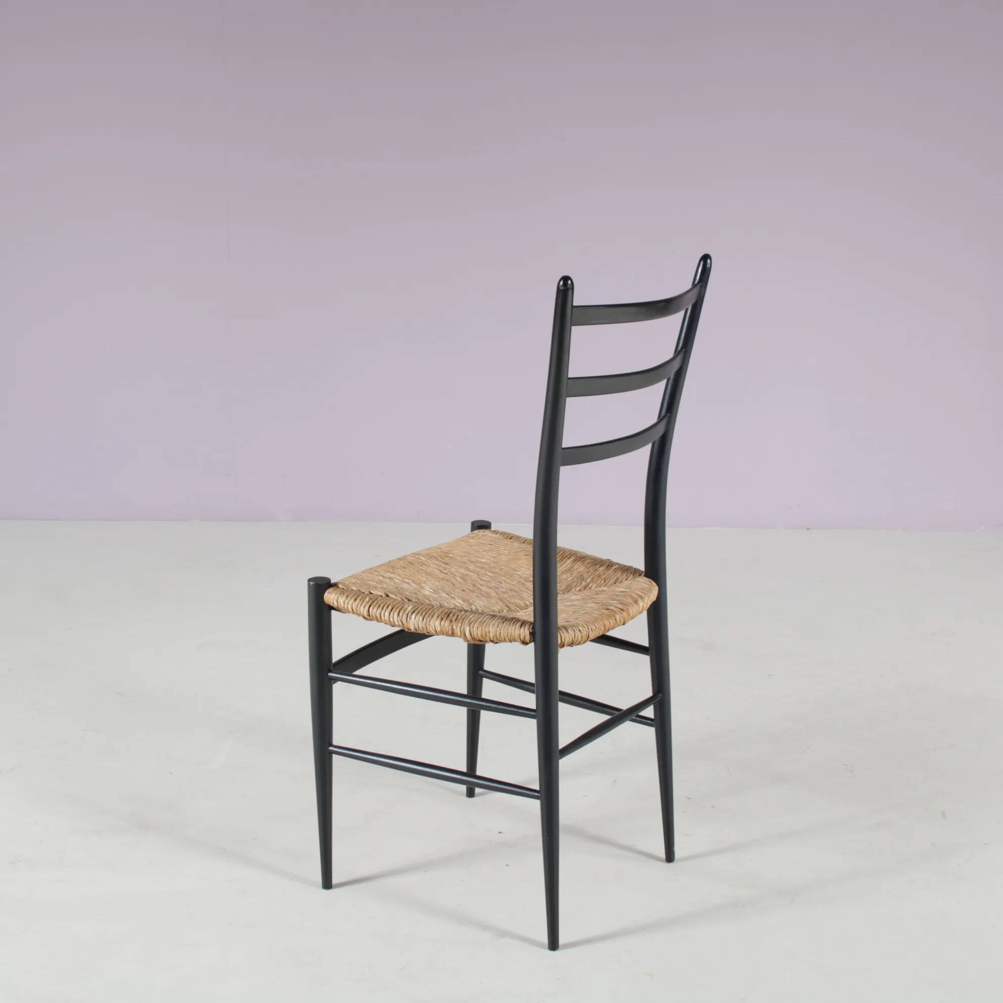 Set of 4 "Spinetto" dining chairs from Chiavari, Italy, 1950s
