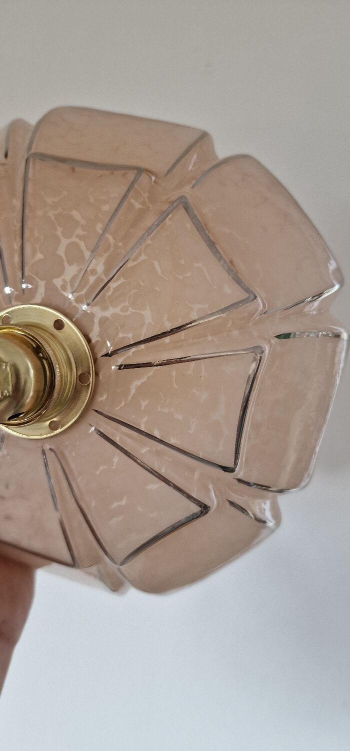 Art Deco pink glass portable or pendant lamp from Clichy