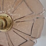 Pink art deco hanging lamp or pendant lamp in clichy glass