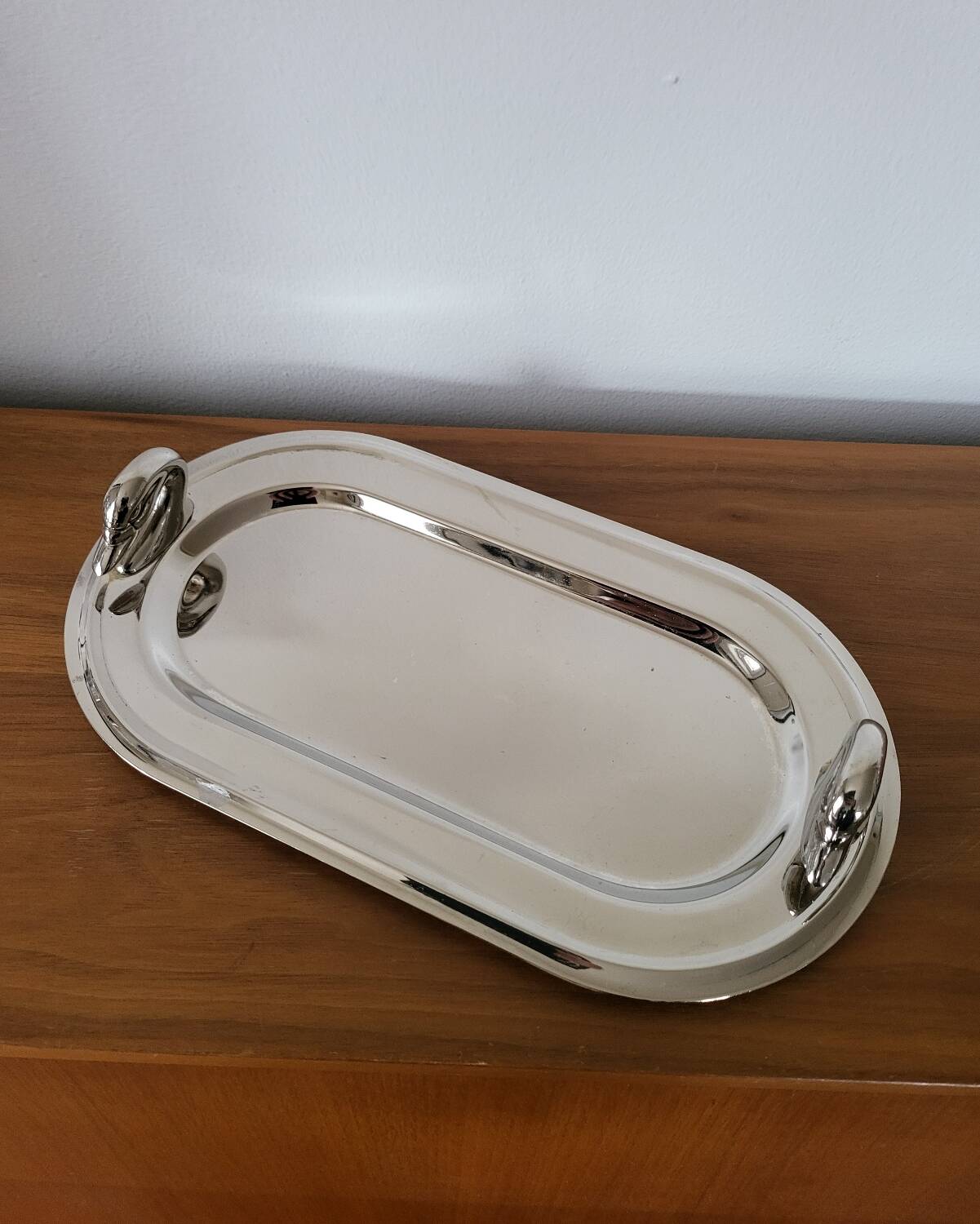 Plat de service à foie gras en métal argenté