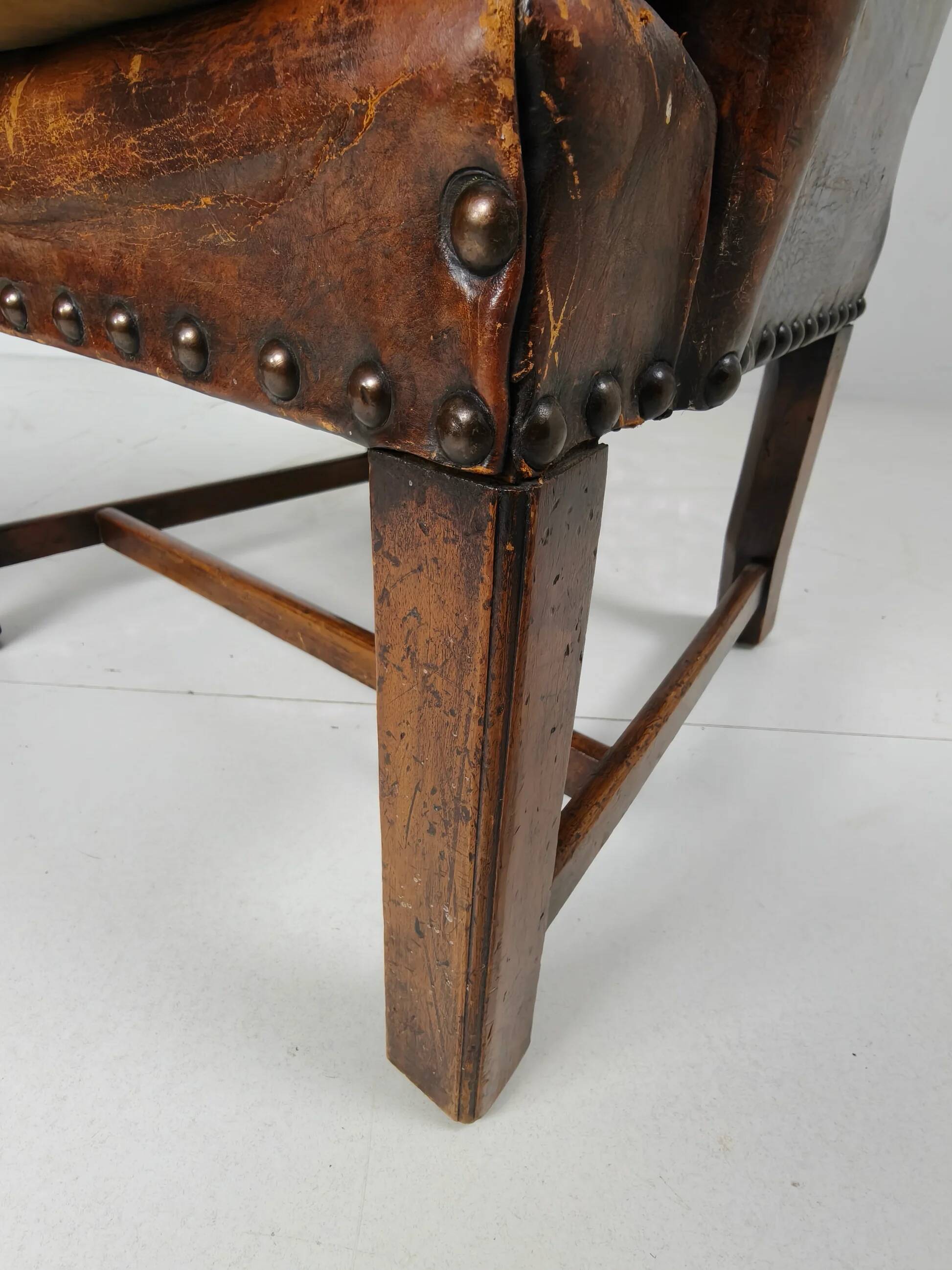Antique leather armchair, England circa 1800