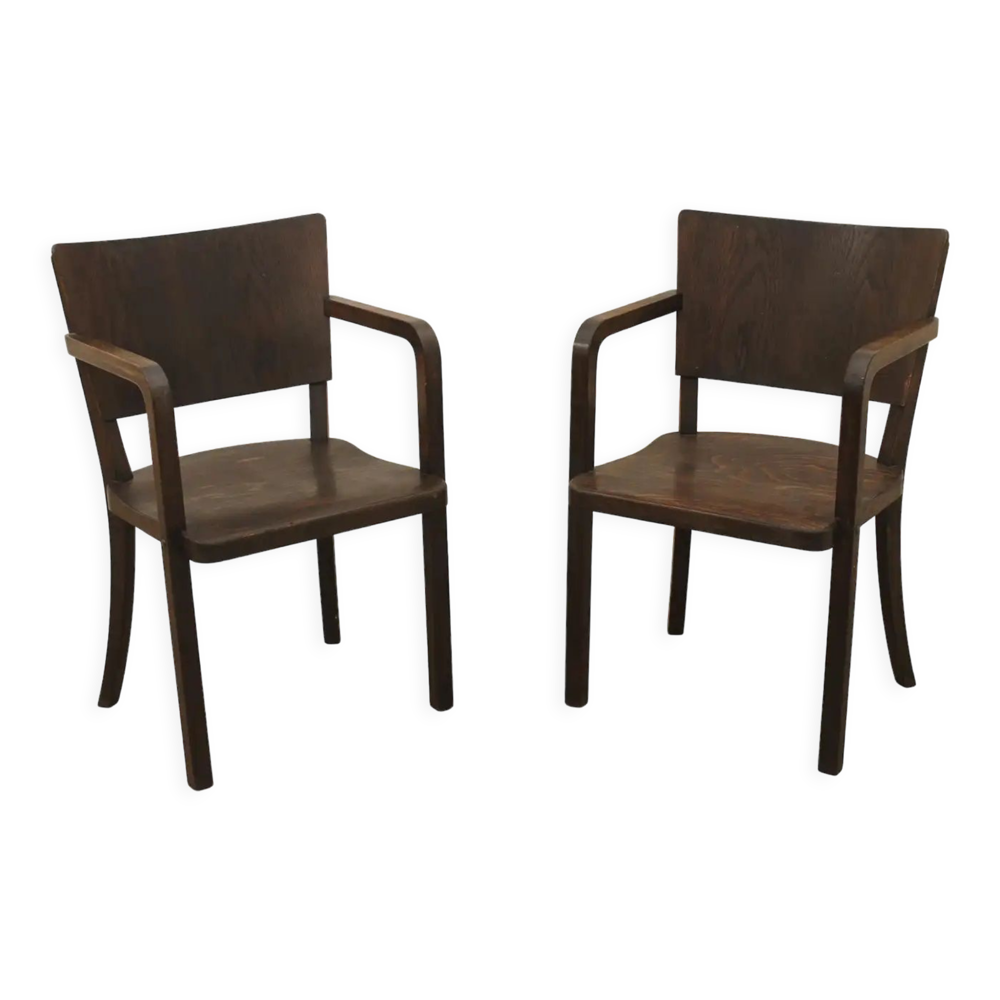 Bentwood writing desk armchairs, 1950s, Czechoslovakia
