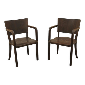 Bentwood writing desk armchairs, 1950s, Czechoslovakia
