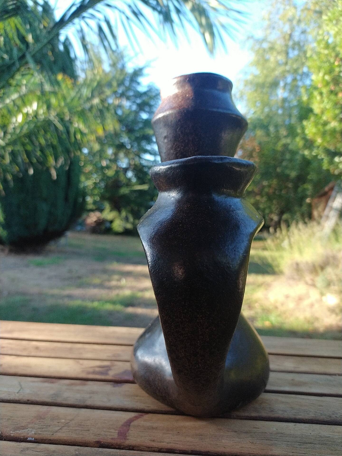 Brutalist ceramic candelabrum.