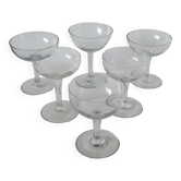 Magnificent set of 6 mismatched crystal champagne glasses 1930-1950 11 x 9 cm. In excellent condition