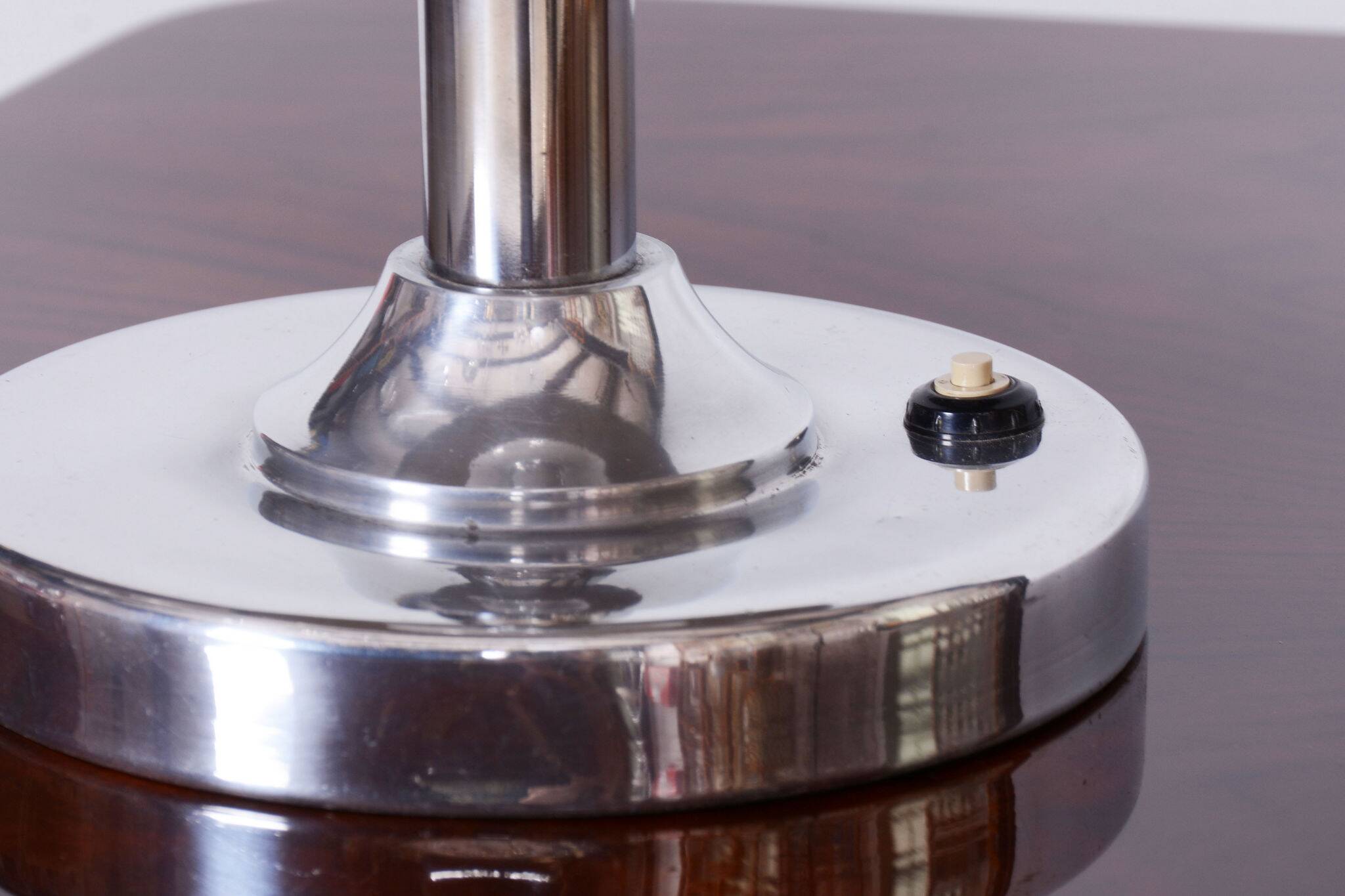 Restored Bauhaus Table Lamp, by Franta Anýž, Nickle-Plated Steel, Czech, 1920s