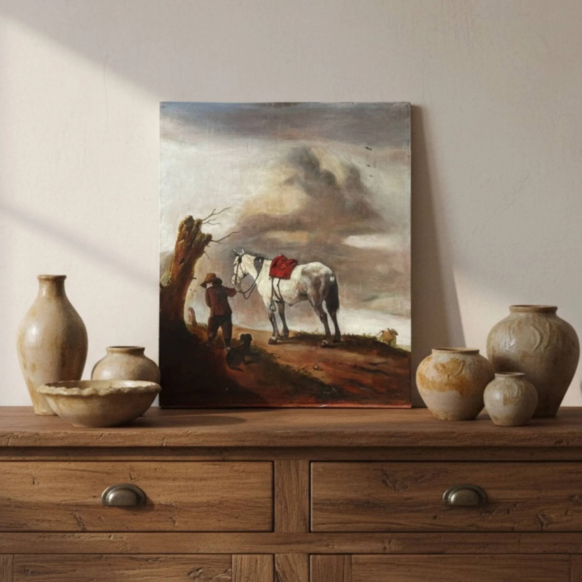 Reproduction by George Boellaard of the oil painting 'Grey Horse' by Wouwermans