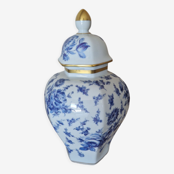 Vase décor floral bleu romantique
